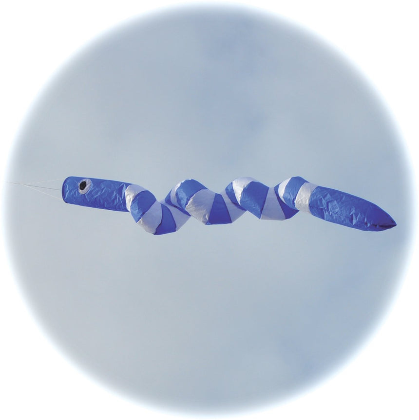 Snake Spinner Windsock, Blue and White