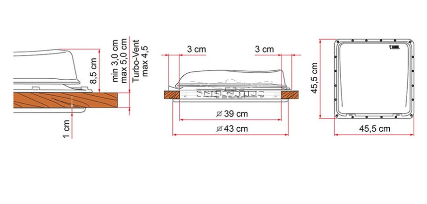 Fiamma Rooflight Vent White - 40cm x 40cm