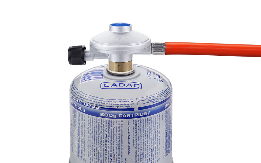 Cadac Threaded Cartridge Regulator QR & Hose (0.85m)