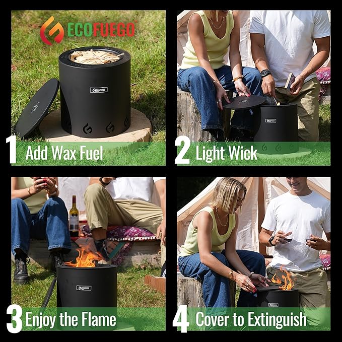 EcoFuego El Campo Fire Pit - Matte Black