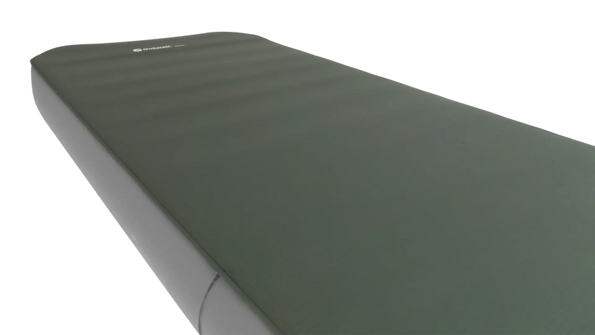 Inflatable camping mattress on a white background