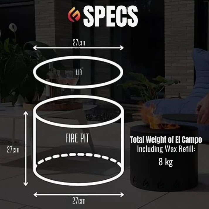 EcoFuego El Campo Fire Pit - Matte Black