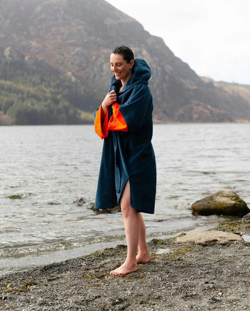 Dryrobe Full-Zip Organic Towel Robe - Deep Sea Blue