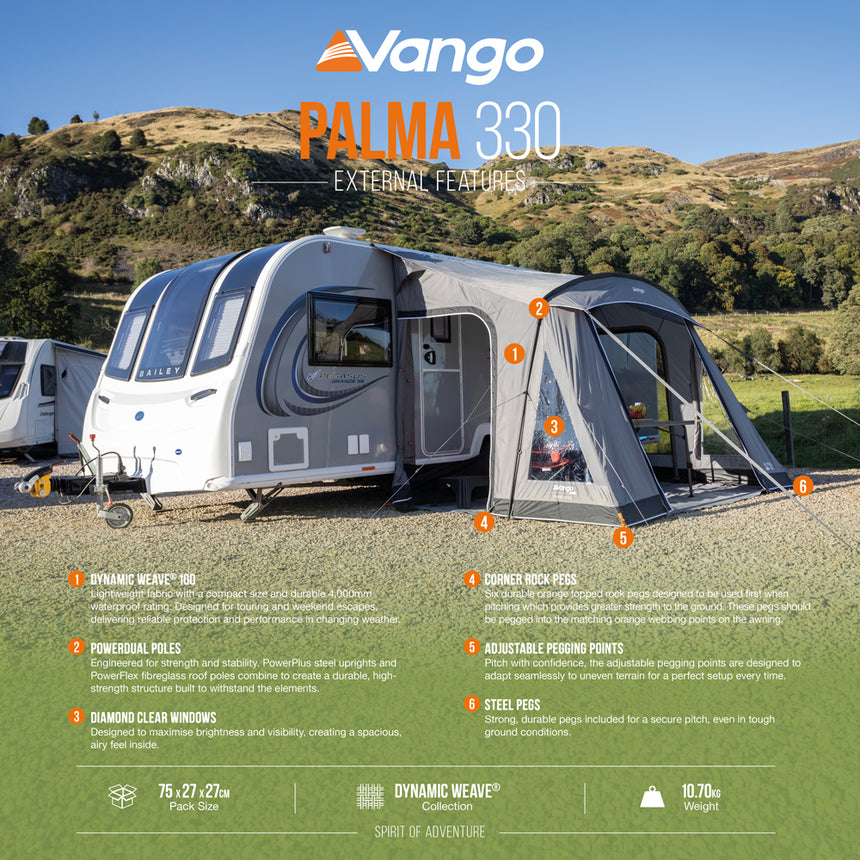 Vango Palma Poled 330 Caravan Awning