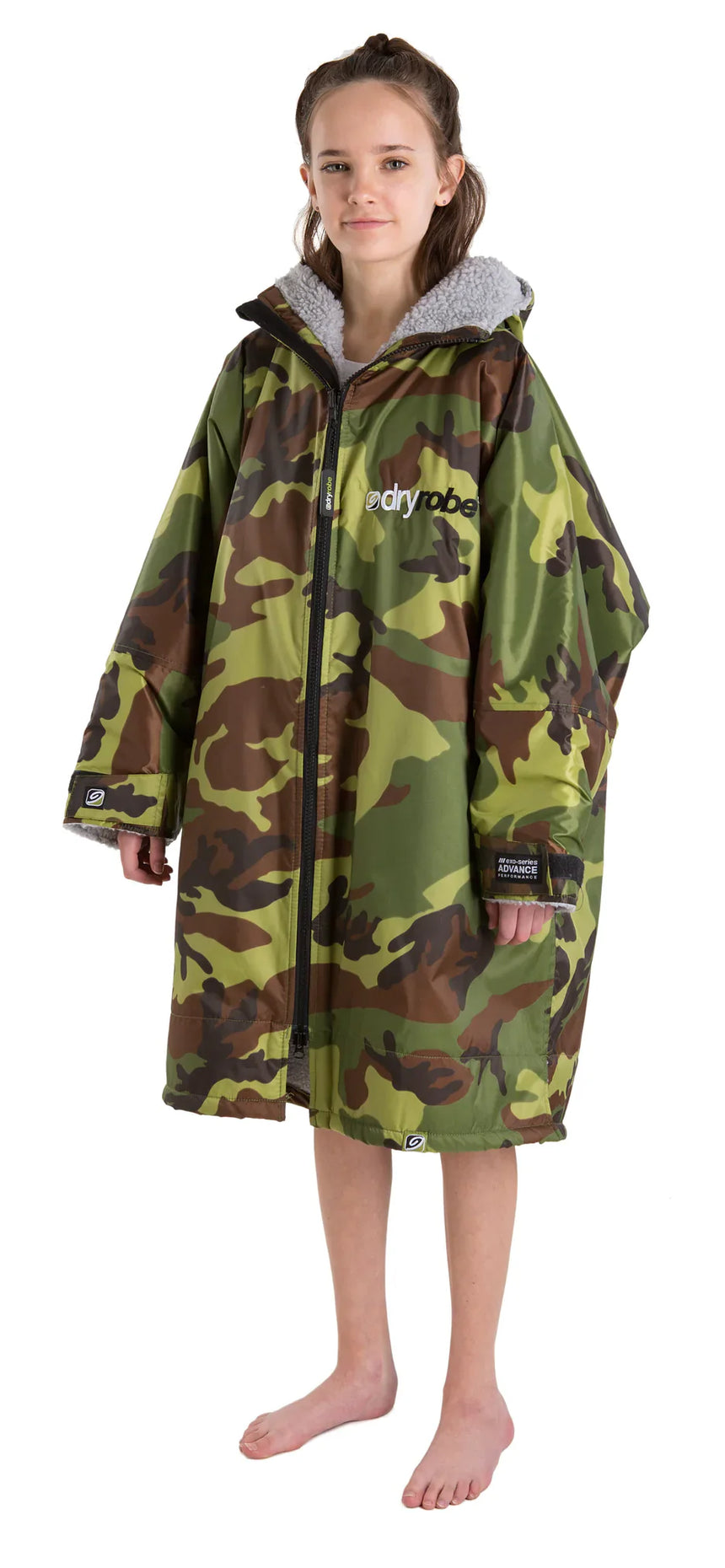 Dryrobe Advance Kids Long Sleeve Camouflage Grey - RECYCLED
