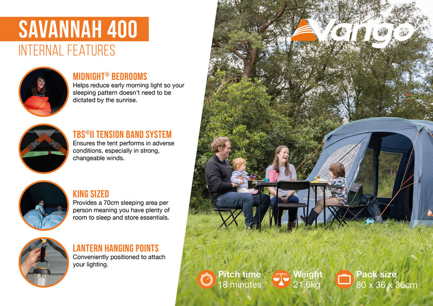 Vango Savannah 400 Tent Package with Footprint 2025