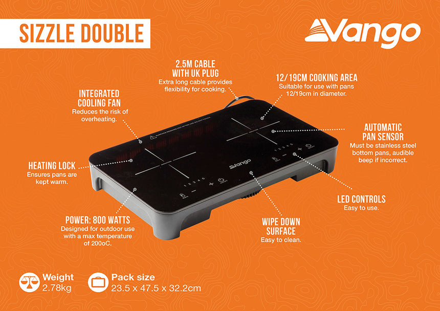Vango Sizzle Double Induction Hob
