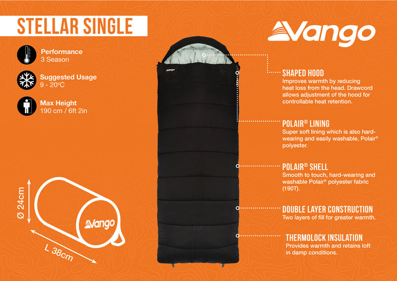 Vango Stellar Single Sleeping Bag - Black