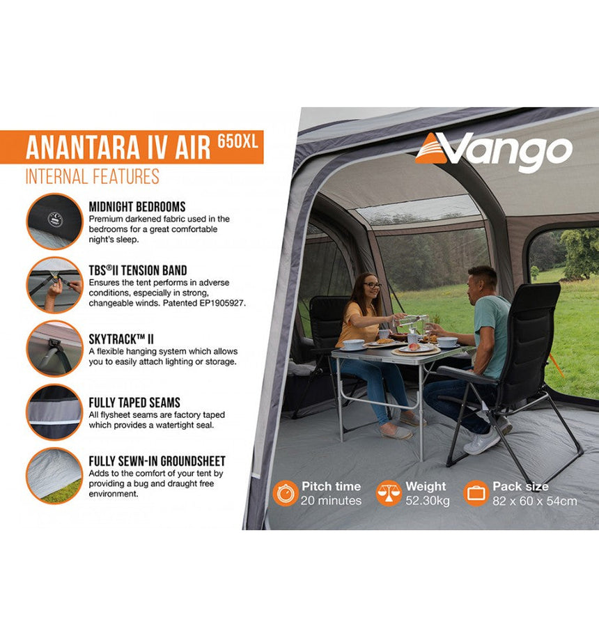 Vango Anantara IV Air 650XL Tent With FREE CARPET, FOOTPRINT AND Small STUDIO
