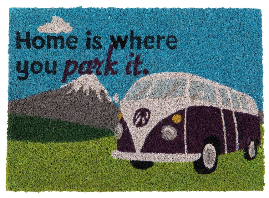 Quest Heavy duty coir Home is where you park it (camper van) mat