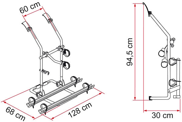 Fiamma VW T3 Bike Carrier (T25) Dimensions