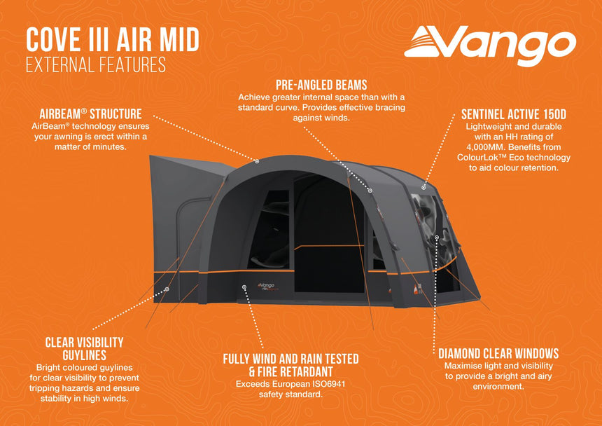Vango Cove III Low Air Drive Away Awning Features