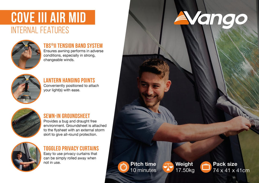 Vango Cove III Mid Air Drive Away Awning Specifications