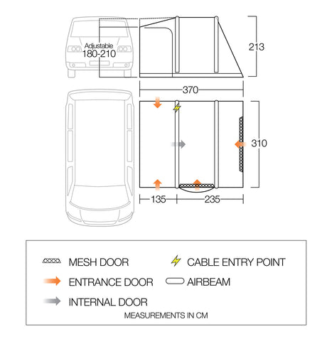 Vango Kela Pro Air Drive Away Awning Floor Plan