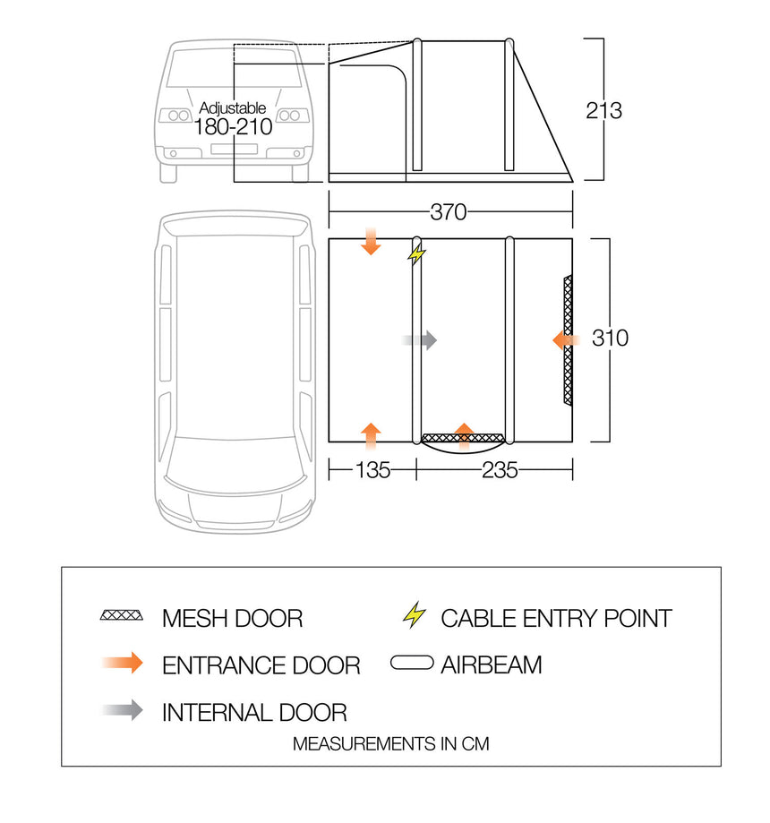 Vango Kela Pro Air Drive Away Awning Floor Plan