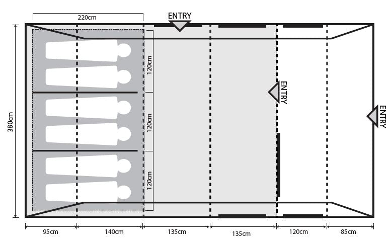 Outdoor Revolution Camp Star 600 DT Poled Bundle Floor Plan