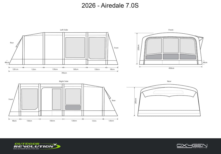 Outdoor Revolution Airedale 7.0S Air Tent - With Footprint