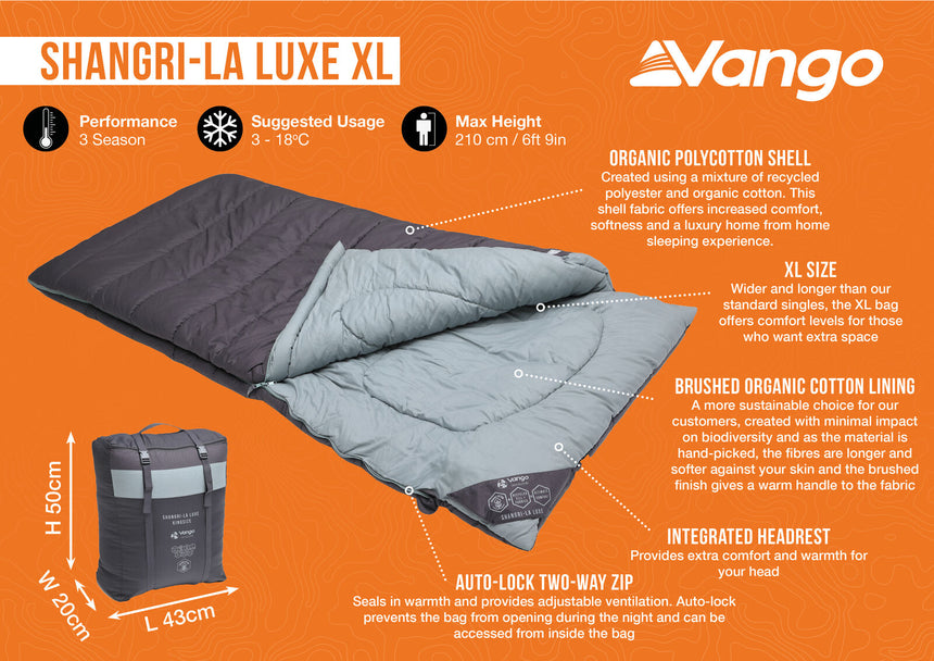Vango Shangri-La Luxe XL Sleeping Bag Features