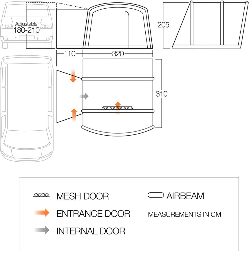 Vango Cove III Low Air Drive Away Awning Floorplan