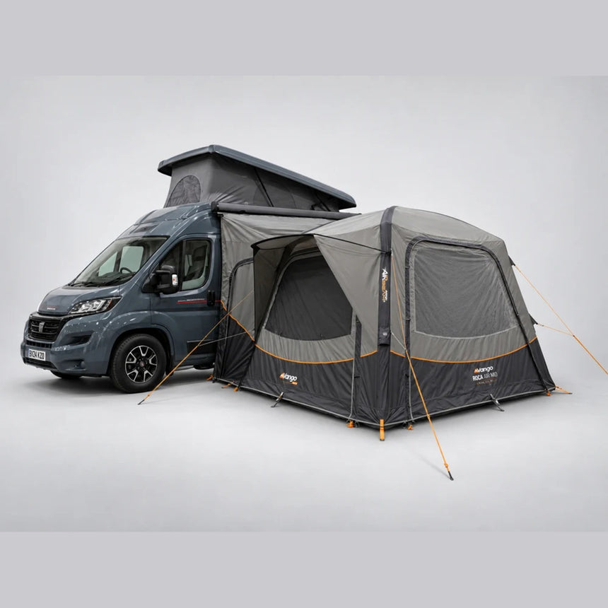 Vango Roca Air Mid inflatable drive away awning attached to a motorhome