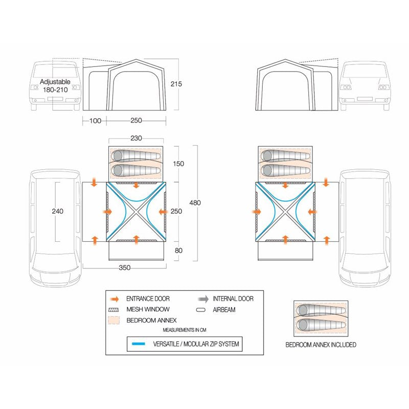 Vango Versos Air Low Awning Dimensions