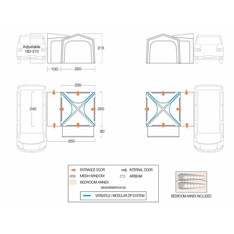 Vango Versos Air Low Awning Dimensions