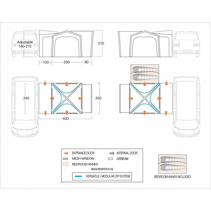 Vango Versos Air Low Awning Dimensions