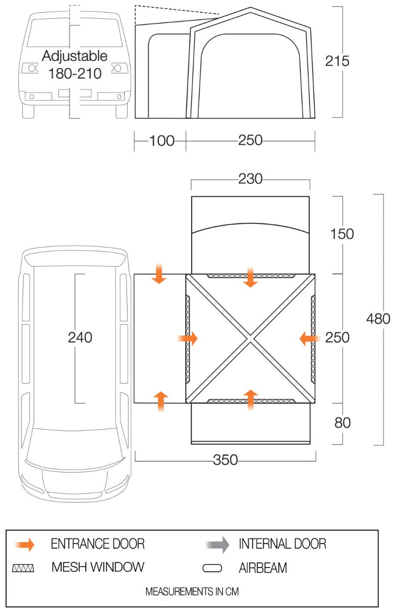Vango Versos Air Low Awning Dimensions
