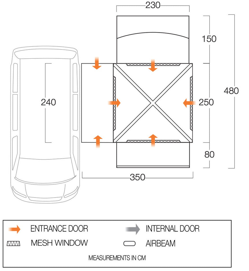 Vango Versos Air Low Awning Dimensions