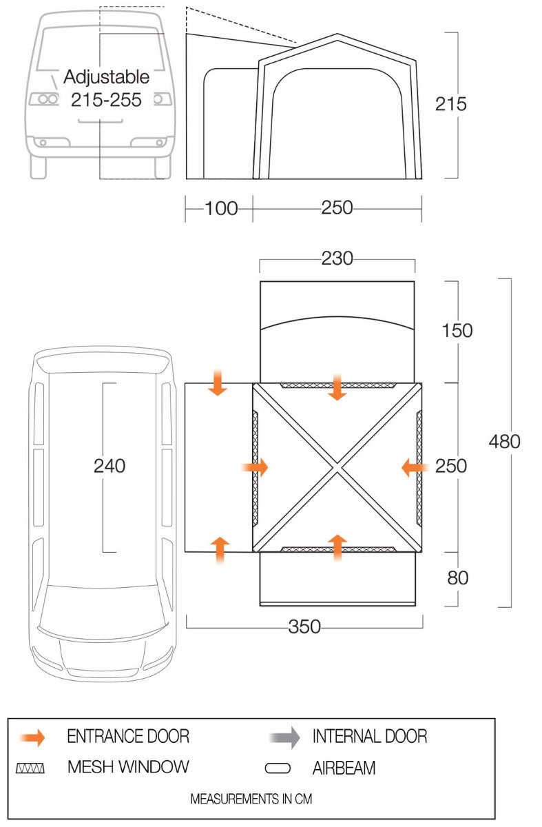Vango Versos Air Mid Drive Away Awning Floorplans