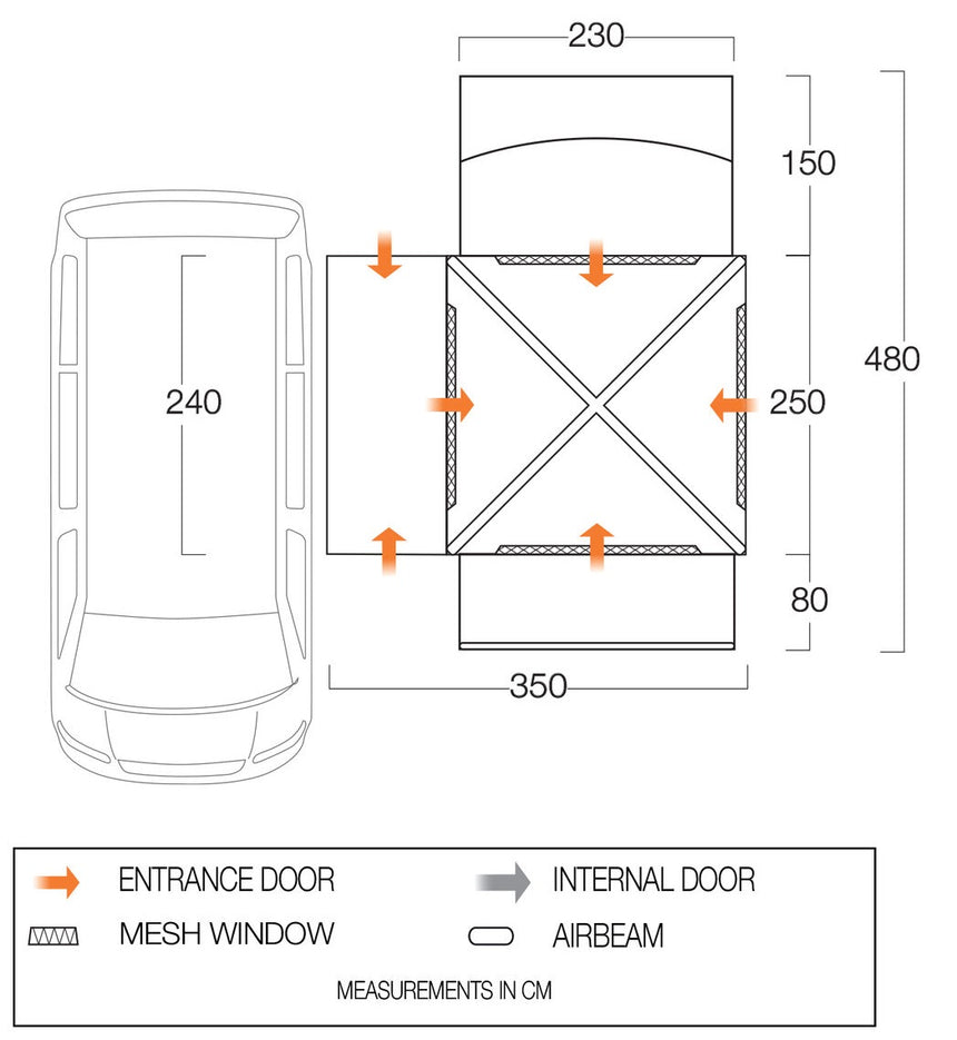 Vango Versos Air Mid Drive Away Awning Floorplan