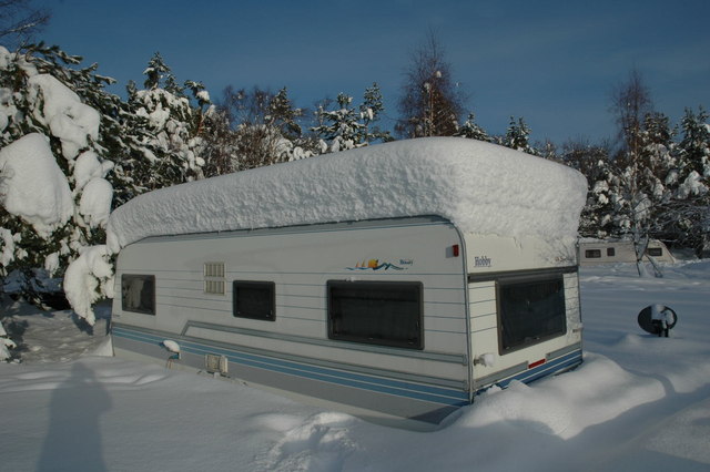 caravan winter snow covered ready geograph camping
