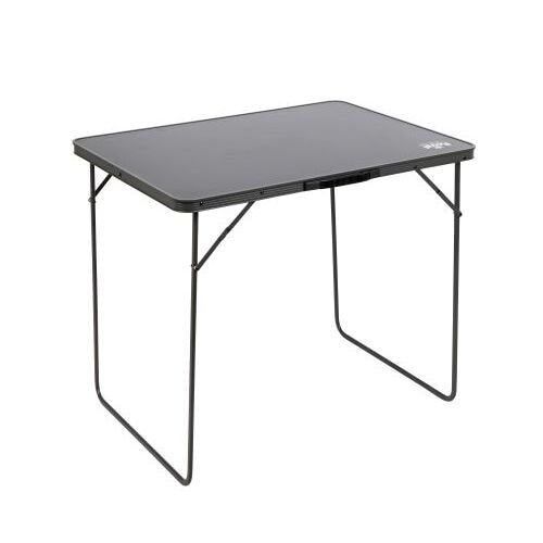 Royal Leisure Tea Table with a charcoal rectangular top and black folding legs on a white background.