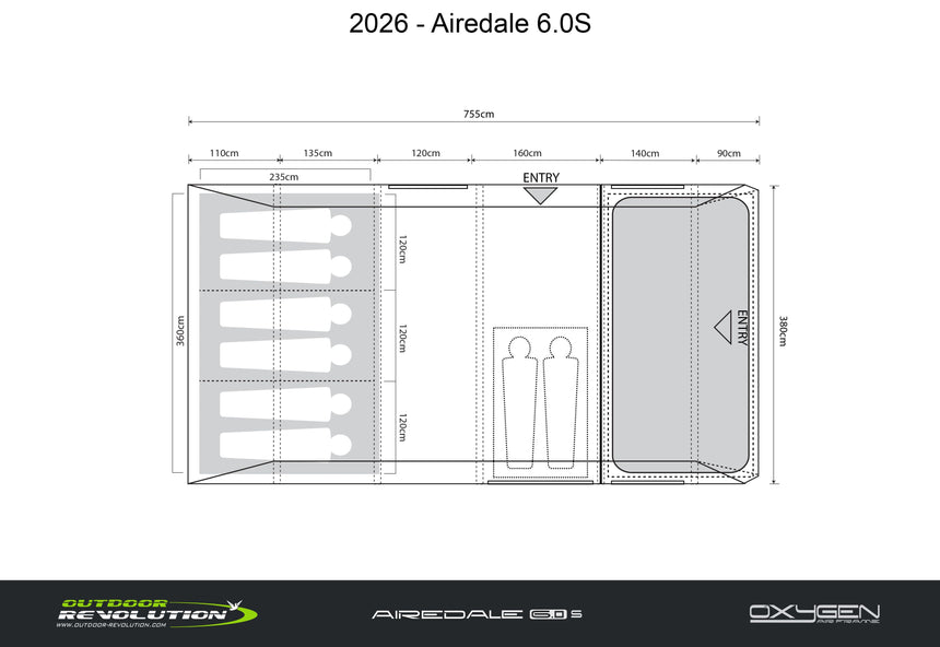 Outdoor Revolution Airedale 6s Air Tent With Free Footprint