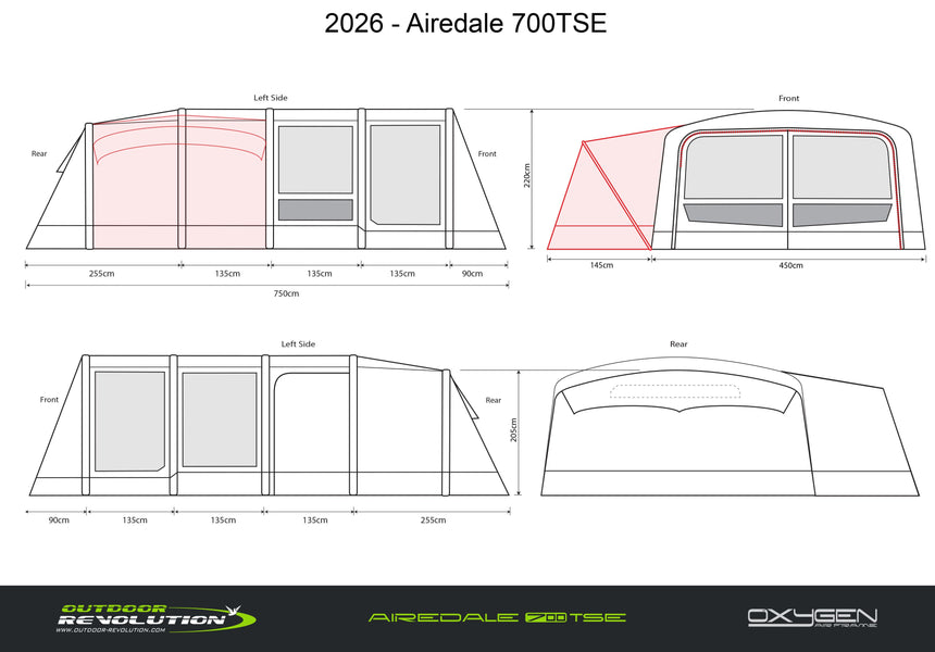 Outdoor Revolution Airedale 7SE Tent Package Free Footprint and Annexe Inner