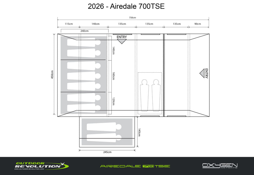 Outdoor Revolution Airedale 7SE Tent Package Free Footprint and Annexe Inner