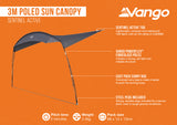 Vango Poled Sun Canopy for Caravan & Motorhomes 3M