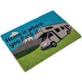 Quest Heavy duty coir Home is where you park it (motor home) mat