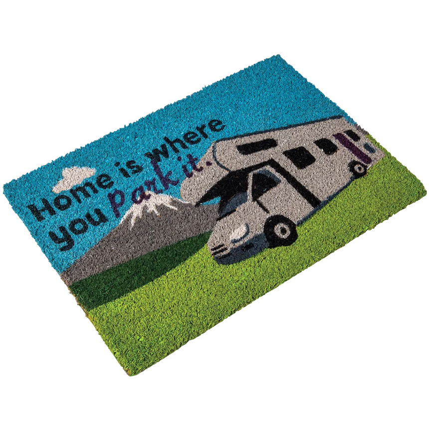 Quest Heavy duty coir Home is where you park it (motor home) mat