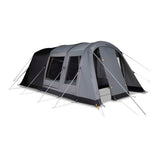 Gray camping tent with black accents on a white background