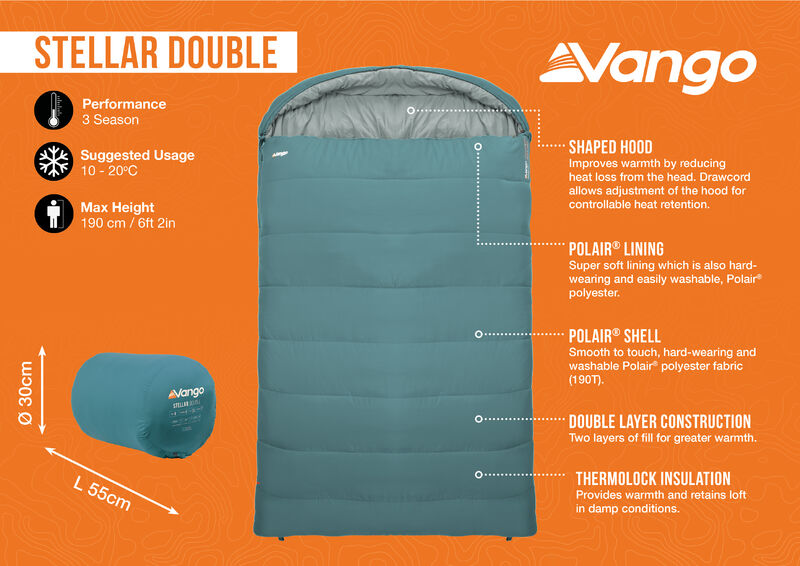 Vango Stellar Double Sleeping Bag - Oasis