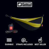 Grand Trunk Double Deluxe Hammock with Straps - Collegiate Navy/Chartreuse
