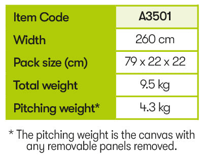 Quest Falcon 260 Poled Porch Caravan Awning
