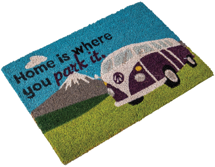 Quest Heavy duty coir Home is where you park it (camper van) mat