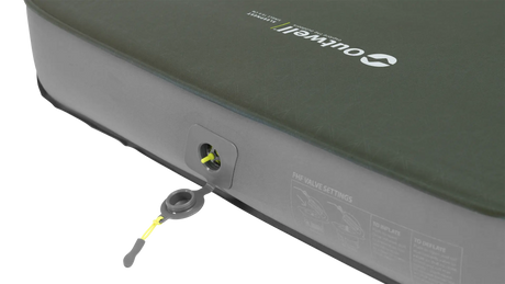 Inflatable camping mattress with valve and Outwell branding 