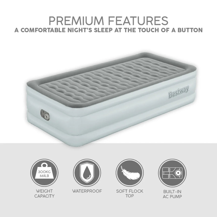 Bestway TriTech Single Size Airbed With Built In Pump