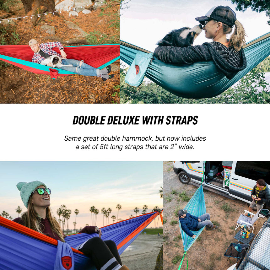 Grand Trunk Double Deluxe Hammock with Straps - Collegiate Navy/Chartreuse