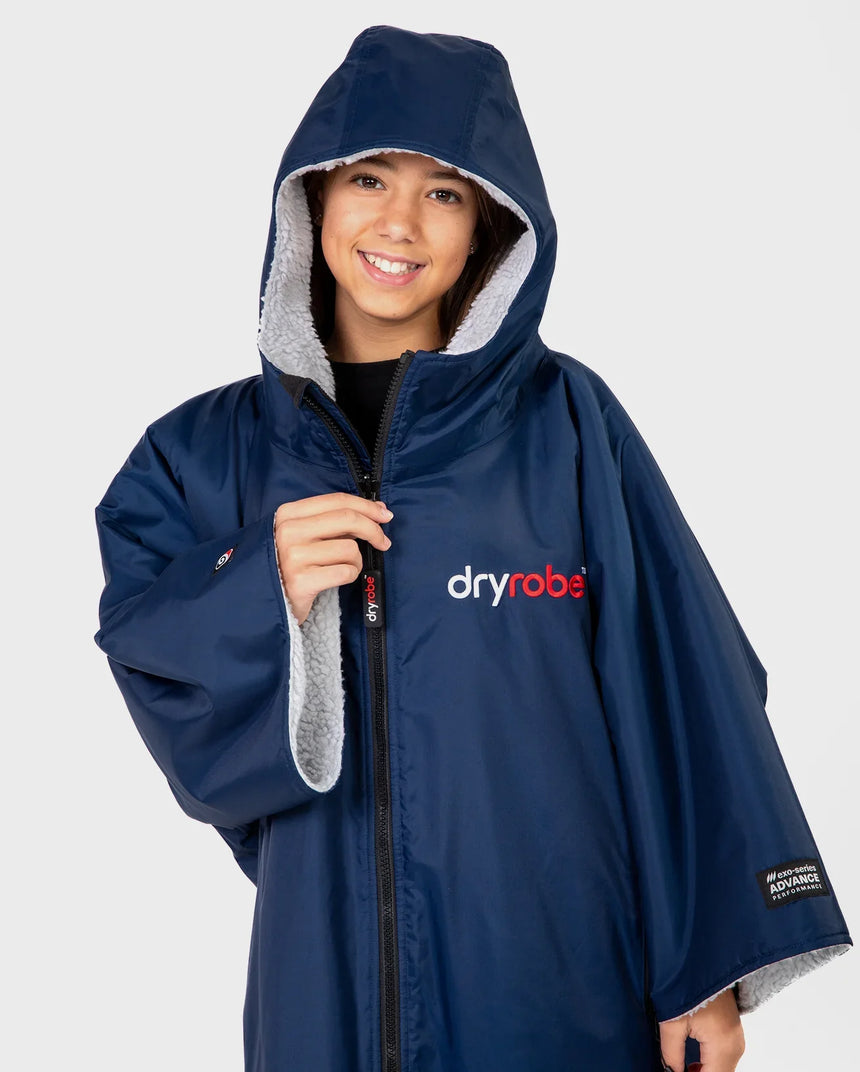 Dryrobe Advance Kids Short Sleeve Navy Grey