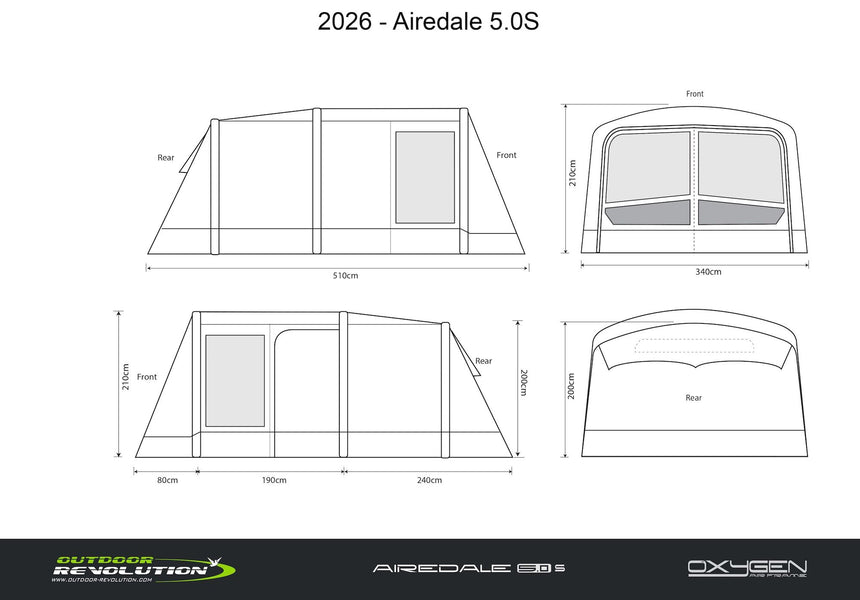 Outdoor Revolution Airedale 5s Air Tent - With FREE FOOTPRINT