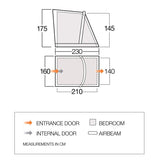 Vango Riviera Air Awning 390 Elements TC Package With Free Tall Annex Elements TC - Riviera, Caravan Awning Side Canopy and    CP225 - Breathable Fitted Carpet - Riviera 390